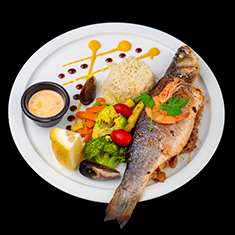 Loup bar grillé au Merzouga Restaurant